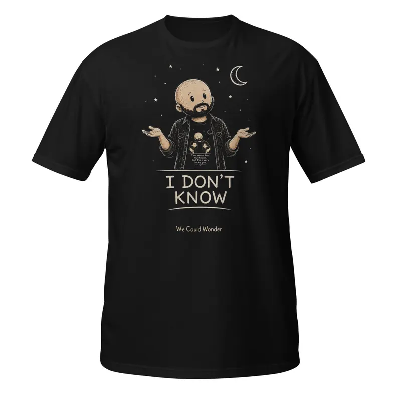Black T-shirt: I Don’t Know, illustrated design