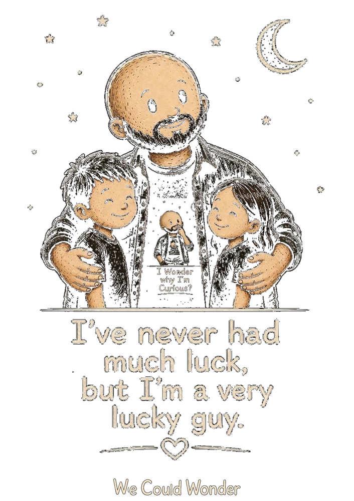 Illustrated design: I’ve never had much luck, but I’m a very lucky guy.